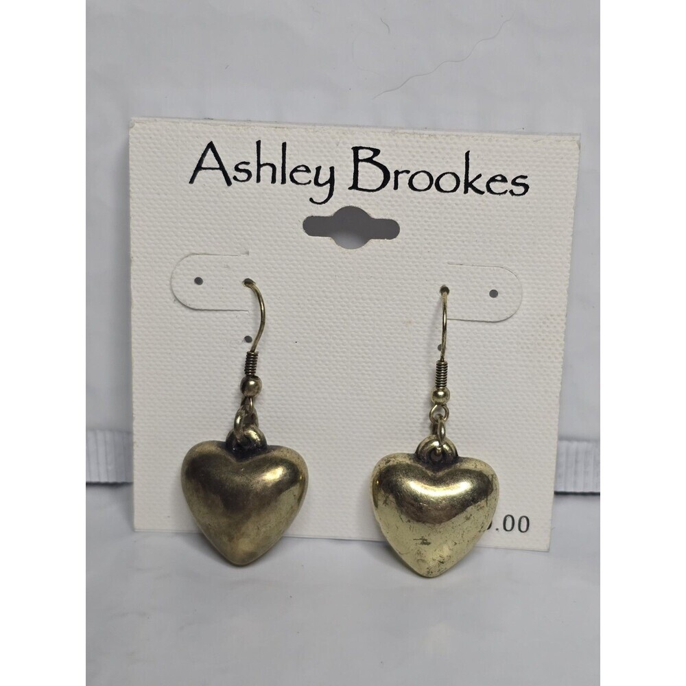 Ashley Brookes Gold Tone Heart Drop Earrings On The Original Card